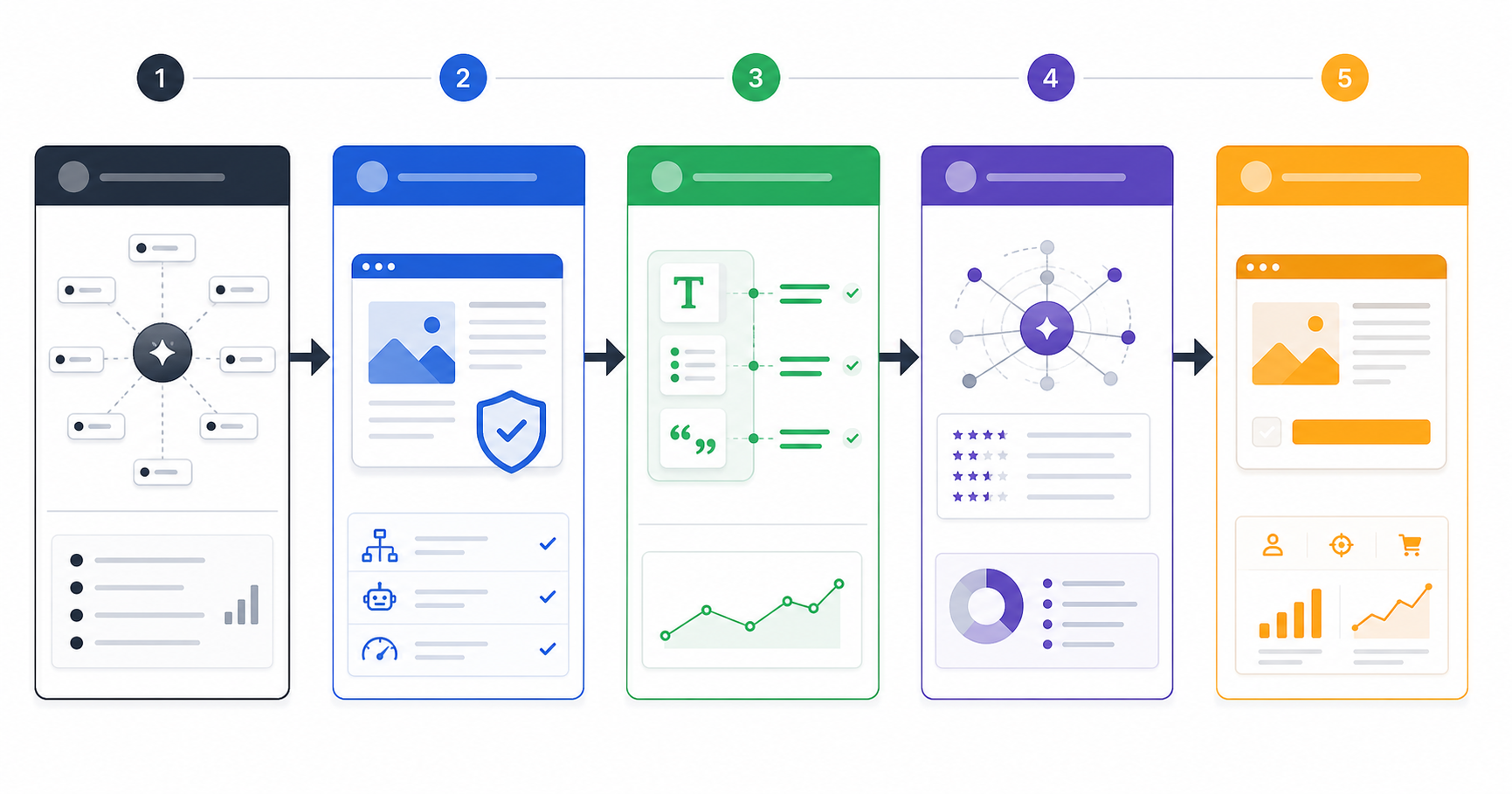 Framework for Google AI Mode SEO showing prompt cluster mapping, crawlable sources, extractable evidence, citation selection, and qualified traffic routing
