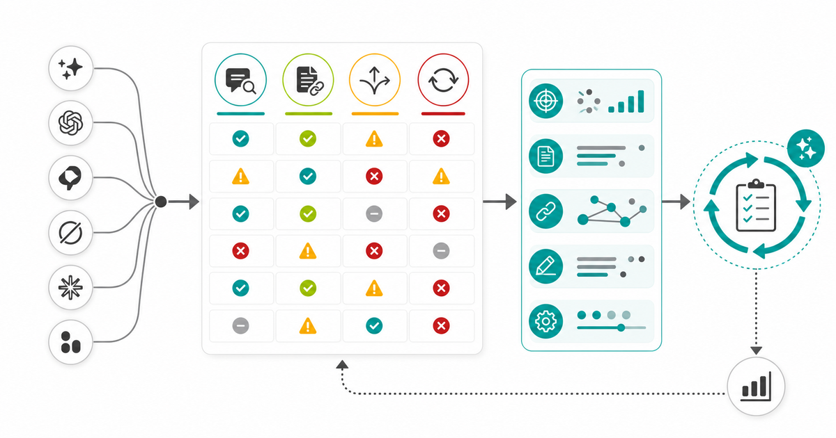 AI visibility platform comparison framework for prompt monitoring, citation source visibility, action queues, execution repair, and retesting